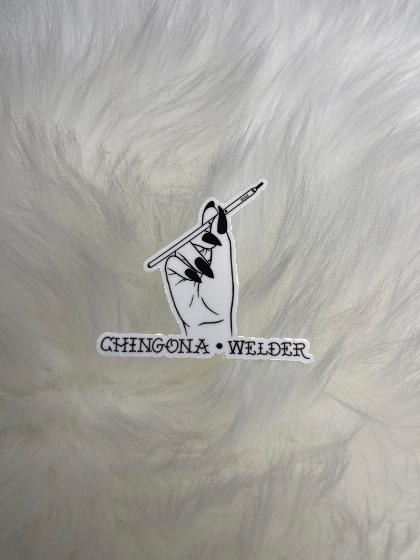 Chingona Welder sticker for hood or hard hat