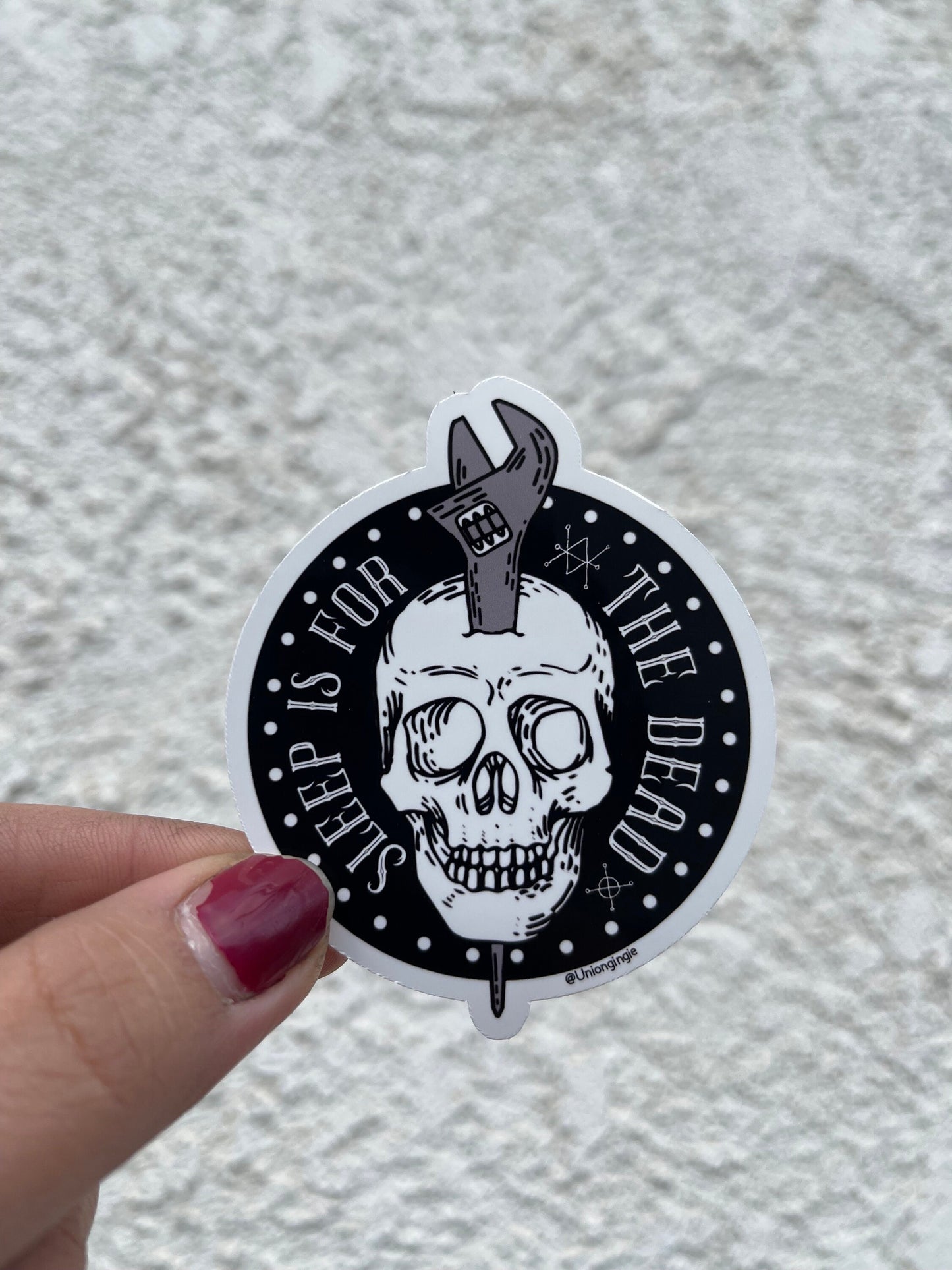 Sleep is for the dead hard hat sticker